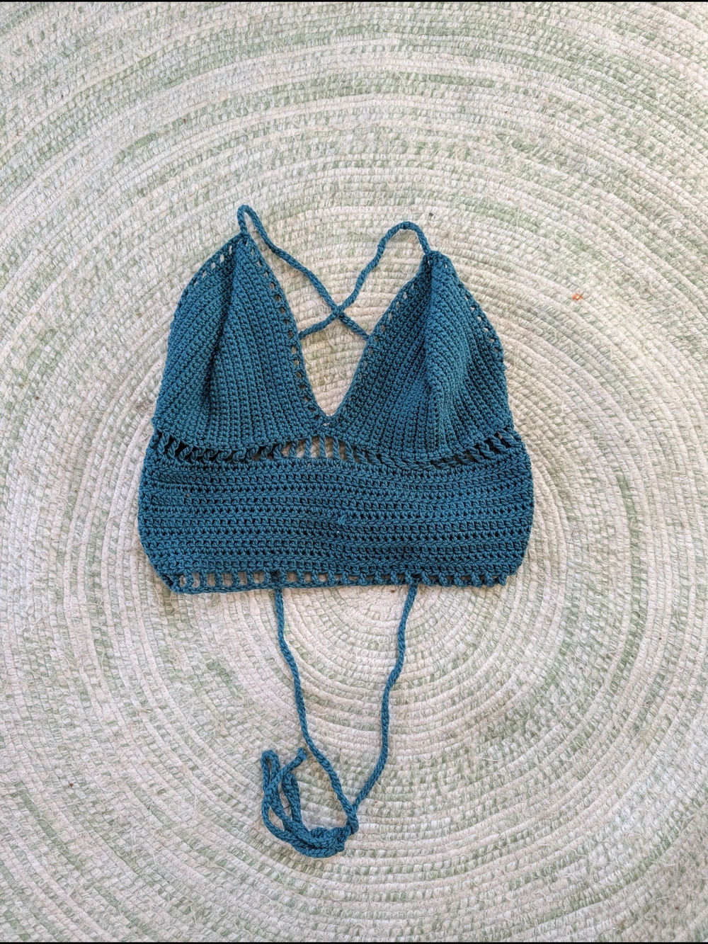 Handmade Teal Crochet Bralette Top